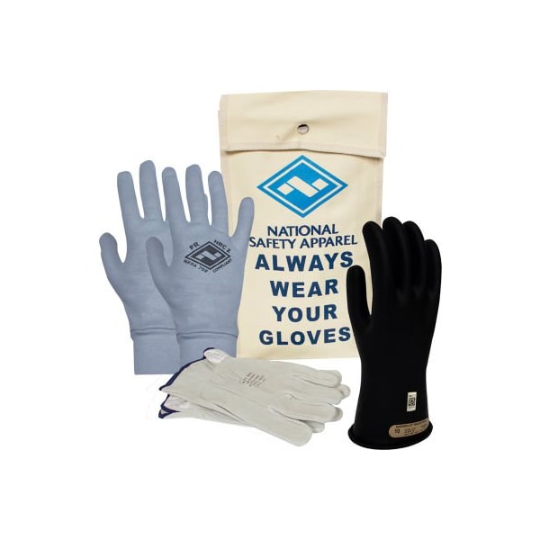 ArcGuard Class 0 ArcGuard Rubber Voltage Glove Premium Kit, Black, Size 9, KITGC0B09AG